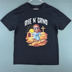 Gildan Black 'Rise N' Grind' Graphic Tee with Colorful Skate Jesus Print